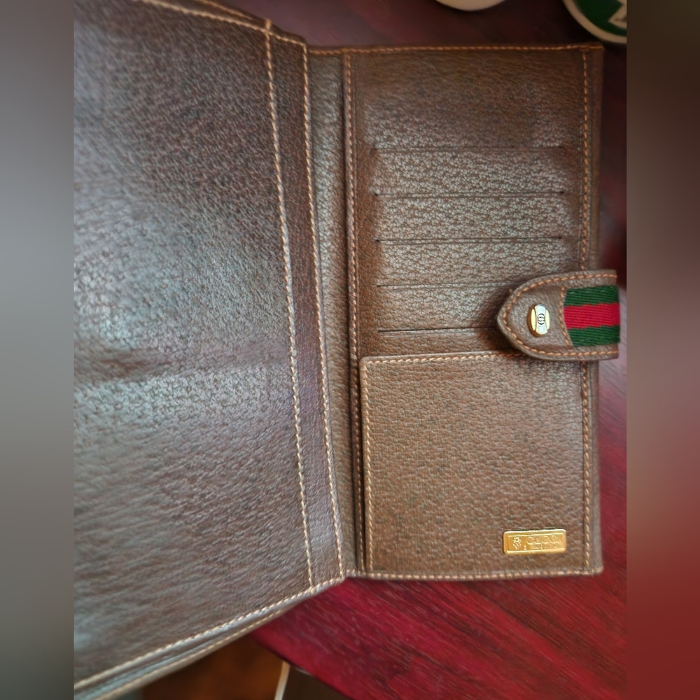 Vintage Gucci Brown and Cream Logo Long Wallet - Picture 3 of 3